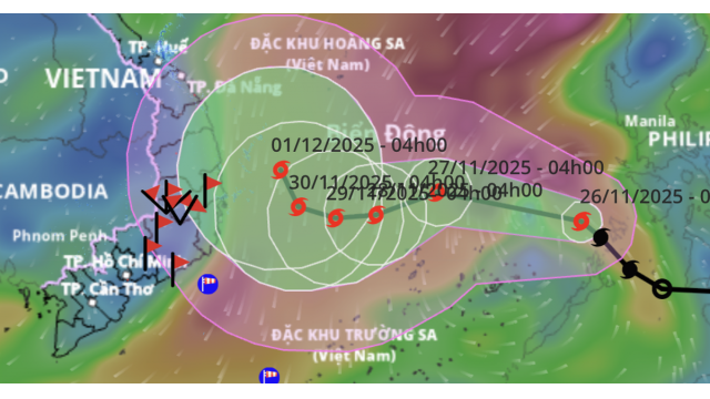 Bão số 15 (KOTO) ngày 27/11/2025: Cảnh báo gió mạnh, mưa lớn tại Việt Nam